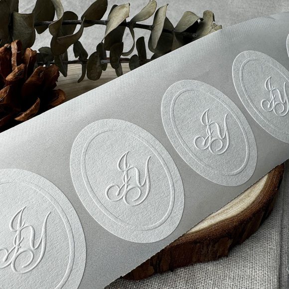 Custom Brand Name Color Printing 3d logo Embossed Matte Textured Paper Adhesive Stickers Cosmetics Box Seal Labels - Image 4